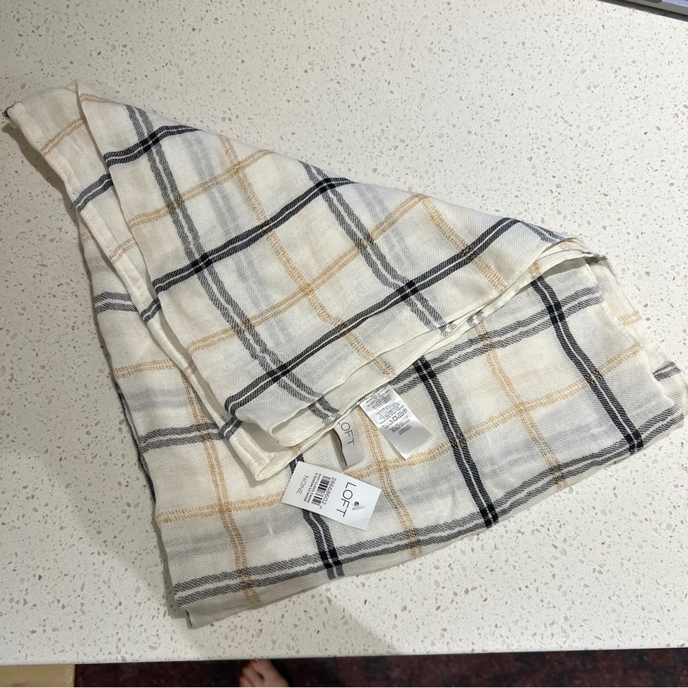 Plaid Infnity Scarf in Cream and Tan - Picture 2 of 2